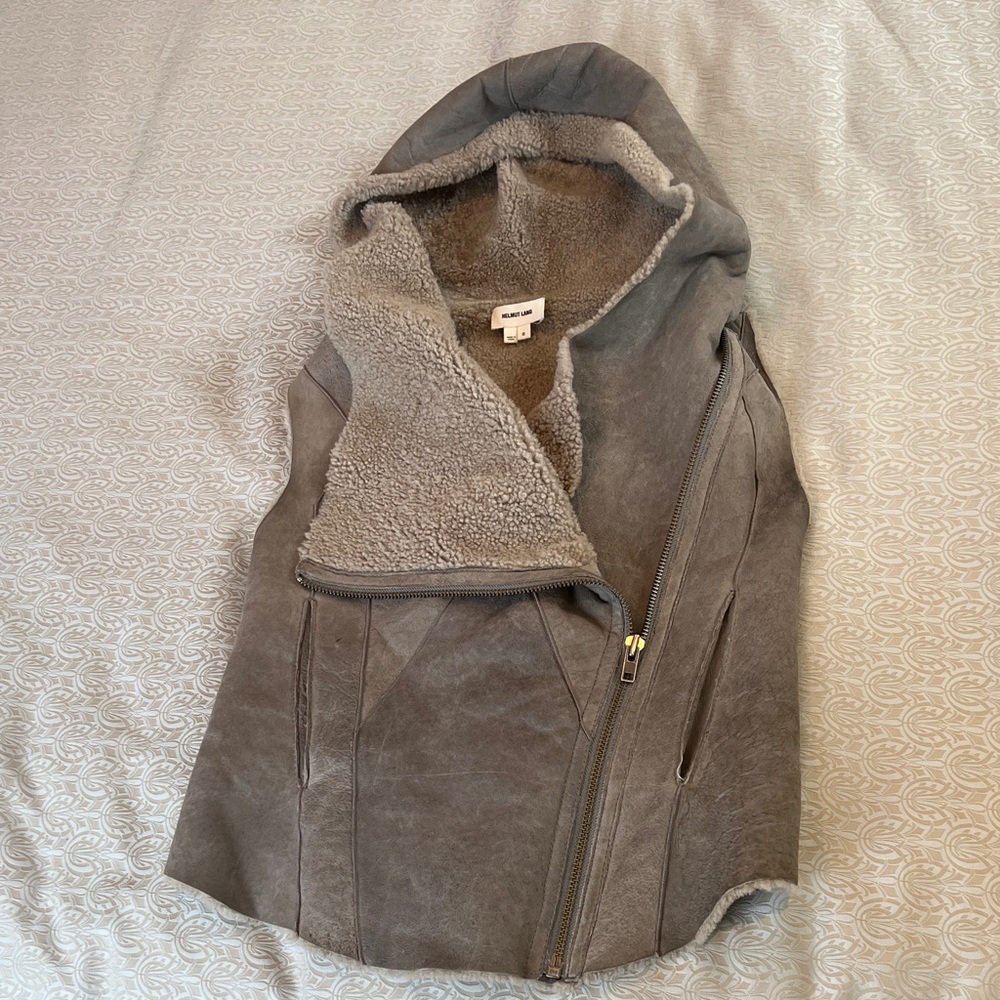 Helmut Lang sheepskin hooded vest S